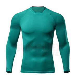 เสื้อรัดรูปสำหรับผู้ชายผ้าสแปนเด็กซ์/ โพลีเอสเตอร์ระบายอากาศแห้งเร็วเป็นมิตรกับสิ่งแวดล้อม - Product Image 1
