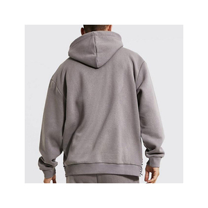 ชุดเซ็ตแทรคสูทผู้ชายสีเทา 2 ชิ้น คุณภาพสูง ขายส่ง เสื้อฮู้ดซิปผ้าฝ้าย 100% สำหรับฤดูหนาว กางเกงขาบาน สไตล์ลำลอง  รับสกรีนโลโก้ - Product Image 5