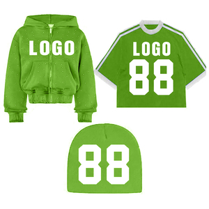 Heavyweight hoodies และหมวกสำหรับผู้ชายเสื้อยืด Boxy ใหม่ทั้งหมด-กว่า rhinestone ล้าง streetwear ผ้าฝ้ายรูปแบบของแข็งผสม - Product Image 6