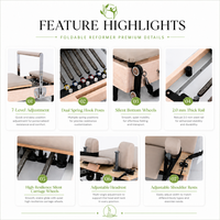 Máquina de Pilates Reformer Comercial con Estructura de Madera de Roble Plegable para Estudio Profesional