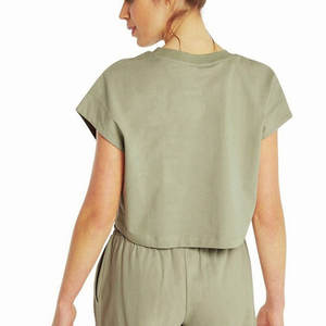 Top corto de verano gran oferta verano cómodo Color puro de alta calidad Sexy Crop Tops manga corta - Product Image 2