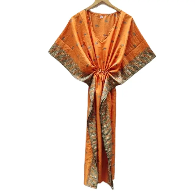Çiçek Kaftan tam boy plaj kıyafeti Kaftan düğün elbisesi artı boyutu ipek Kaftan el yapımı Kimono Robe tatil giymek