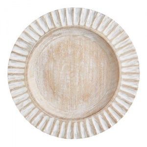 Plato de Madera para Servir, Nuevo, Estilo Rústico, Platos Redondos para Cena, Plato de Madera Hecho a Mano, Juego de Vajilla Blanqueada, Elegante - Product Image 6