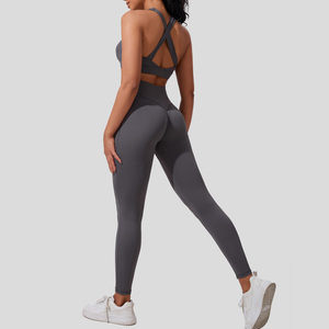 Conjunto de yoga personalizado Ropa de gimnasio sin costuras para mujer Sujetador deportivo y mallas Ropa de fitness de cintura alta - Product Image 2