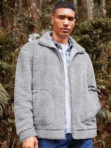 Chaqueta de lana informal para hombre, cierre de piel sintética de poliéster, primavera calentada tejida - Product Image 3