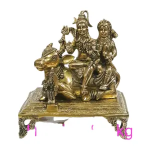 Best Price of Bronze Handicrafts Nandi Shiva Parvathi Statue Religious Exporter From India