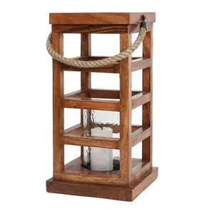 Linternas de velas de madera de color natural de diseño moderno para el hogar, hoteles, restaurantes, linternas colgantes decorativas, otros candelabros - Product Image 5