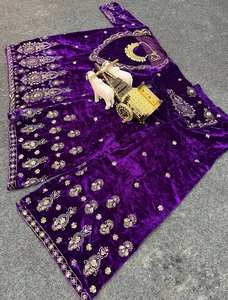 Designer 2025 Women's Sexy Velvet Bollywood Fusion Salwar Kameez Embroidery <b>Sequins</b> Fancy <b>Top</b> Bottom <b>Party</b> Wear for Indian - Product Image 5