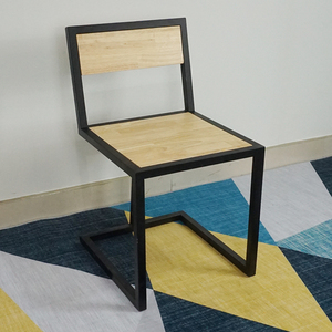 GCF007 Simple Minimalist Design Cafe Chair Single-Sitting Wood Iron Leg and Rubber <b>Footrest</b> High Quality Material - Product Image 2
