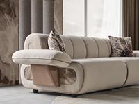Juego de Sofás de Tela de Lujo Moderno, Muebles Contemporáneos para Sala de Estar, Sofá Curvo Acolchado de 3 Plazas