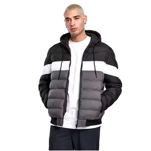 Veste d'hiver à capuche de style rue pour hommes, support personnalisé, chaud, épais, matelassé et rembourré, design de blocs contrastés pour l'extérieur - Product Image 1