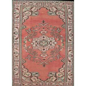 Alfombra de Lana Anudada a Mano de Gran Tamaño, Diseño de Medallón Rojo y Naranja, para Sala de Estar, Pasillo Rectangular, Modelo Pae-2849 - Product Image 1