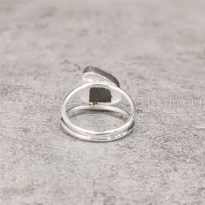 Bijoux en pierre brute Bague pour femme Pierre précieuse Labradorite brute naturelle Pierre de naissance Double bande Bijoux de Noël Bague en argent sterling 925 - Product Image 5