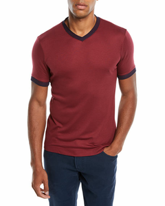 Muscle Fit 100% algodón contraste Trim hombres camisetas con logotipo personalizado transpirable hombres camisetas 2025 - Product Image 5