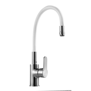 Rubinetto per lavabo bianco flessibile a leva singola (Mirtak 65819) - Product Image 1