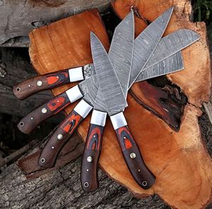 Ensemble de couteaux de cuisine en acier Damas faits à la main, marque personnalisée OEM, avec étui en cuir - Product Image 3
