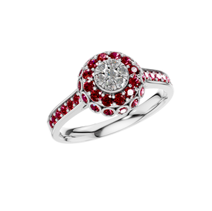 Bague de mariage en or 14 carats avec diamant cultivé en laboratoire rubis Halo serti de griffes bijoux fins pour femmes luxe certifié IGI de l'Inde - Product Image 5