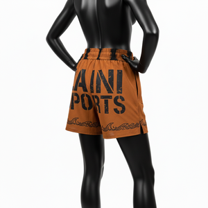 Short de bain en nylon premium 180 GSM, orange, avec strass thermocollés, ceinture jacquard personnalisée et bande latérale - Product Image 5