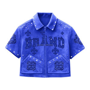 T-shirts oversize streetwear brodés de haute qualité, ensembles 2 pièces, chemise zippée ample en nylon personnalisée pour hommes et femmes - Product Image 1