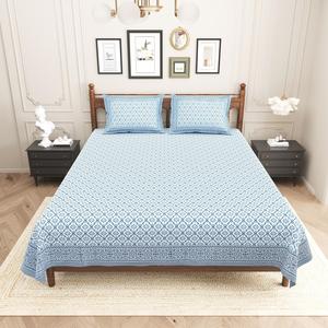 Sábana de Algodón Estampada Geométrica Azul Más Vendida para Decoración de Dormitorio Moderno y Elegante, Suministro Mundial Disponible - Product Image 3