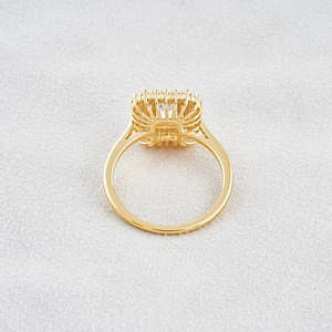 Bague de fiançailles et de mariage à double halo taille brillant, style vintage, diamant certifié IGI, or massif 18 carats, placage rhodium, géométrique - Product Image 2