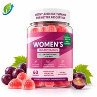 Gommes multivitaminées pour femmes, 20 vitamines, minéraux, biotine, collagène, sans sucre, 60 unités, saveur raisin, vente en gros, OEM, marque privée