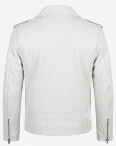 Men's Classic Real <b>Leather</b> Biker <b>Jacket</b> Genuine Cowhide Slim Fit Motorcycle Outerwear Asymmetric Zip Belted Coat Custom Colors - Product Image 2