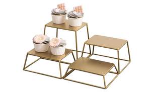 Decorative Metal Serving Platter Rectangular Multi Tier <b>Trays</b> Appetizers Snacks Desserts Elegant <b>Buffet</b> and Party Display Stand - Product Image 6