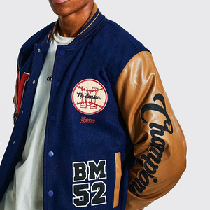 Veste universitaire pour hommes de qualité supérieure personnalisée bouffée imprimée collège Letterman support hiver Baseball cuir manches coton Polyester - Product Image 2
