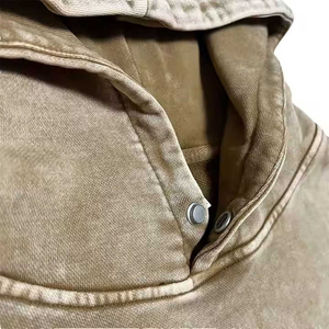 Qualité supérieure Vintage lavé poids lourd en détresse hommes pull flamme impression personnalisé pierre sweats à capuche - Product Image 2