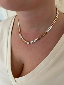 Nuevo Collar de Cadena Cubana de Plata de Ley 925 Chapada en Oro con Oro Tricolor para Mujer de JBR & Co - Product Image 4