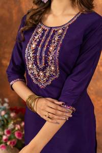 Nuevo Salwar Kameez Listo para Usar, Traje de Seda Romana para Mujer con Borde Jacquard y Dupatta, Tallas M a 3XL, Calidad de Exportación - Product Image 4