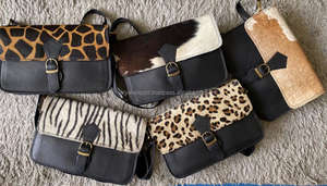 New Western Style Animal Print Fur Leather Shoulder Bags High Quality Fashionable Genuine Animal Fur Leather <b>Sling</b> Side Handbags - Product Image 2