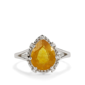 Anillo de Zafiro Tailandés Amarillo Canario Corte Cojín de 3.92ct en Plata de Ley con Circonita Blanca - Product Image 2