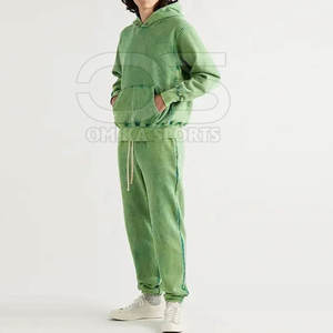 Sweat à capuche élégant en coton mélangé avec lavage à l'acide pour hommes, tissu lourd, motif teint vintage pour la mode décontractée moderne - Product Image 2