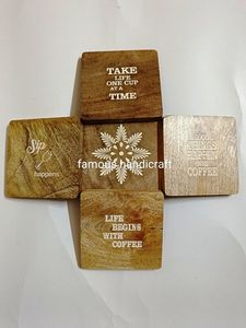 Wholesale Non-Slip Cup Mat Wooden <b>Coasters</b> with Engraving Logo <b>Drink</b> <b>Coasters</b> Walnut Bamboo Custom Logo Round Blank Gift Box - Product Image 2