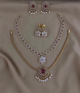 Conjunto de collar con acabado mate CZ, perfecto para bodas, ocasiones especiales, collar de fiesta con pendientes, calidad superior - Product Image 5