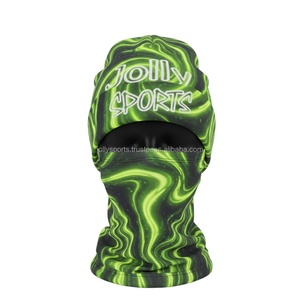 High Quality Women Balaclava 220 GSM Smooth Breathable Polyester Fabric Green Swirl Pattern with DTF Custom Logo balaclava - Product Image 1