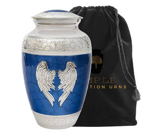 Urne funéraire en forme de cœur bleu et argenté de style européen, 10 pouces, faite à la main, écologique, personnalisable - Product Image 2