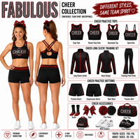 Ensemble de soutien-gorge de cheerleading personnalisé noir et rouge dégradé avec strass, multi-bretelles, dos en X, découpe goutte d'eau, pour entraînement