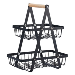 Panier de rangement en fil métallique de forme ronde au design moderne, revêtement noir, pour table à manger, ustensiles de cuisine, panier de rangement pour aliments - Product Image 5