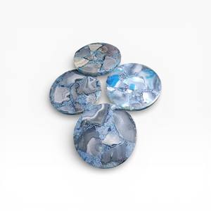 Sous-verres en agate mosaïque bleue avec incrustation de pierre artistique, finition brillante et design moderne pour une utilisation domestique de luxe - Product Image 1