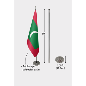 Official Indoor Maldives <b>Flag</b> with Digital Printing Aluminum <b>Pole</b> Satin or Nylon Material <b>for</b> Display Purposes - Product Image 6