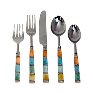 Post Modern Stainless Steel Flatware Set With <b>Coloured</b> <b>Resin</b> Handles Perfect For Catering - Product Image 1
