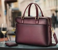 Vente flash - Sac à main pour ordinateur portable en cuir véritable, imperméable, durable, léger, élégant, antivol, portable, de haute qualité pour hommes