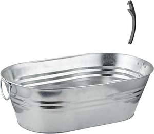 Large <b>metal</b> party <b>tub</b> for outdoor celebrations and backyard gatherings filled with ice and cold drinks - Product Image 2