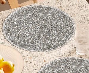 Vajilla redondeada con la mejor temática, Mantel Individual decorativo con cuentas de vidrio, Mantel Individual para fiestas y otras funciones - Product Image 4