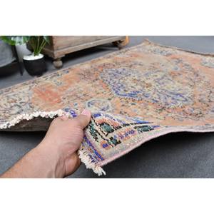 Alfombra turca clásica naranja azul Vintage 4,6x7,6 pies Alfombra de lana de retazos para sala de estar con respaldo de látex para uso en el automóvil - Product Image 3