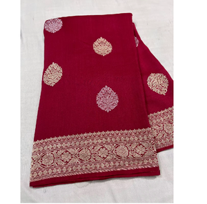 Sari Banarasi Tassur Kadhwan authentique, pur, fait main, tissé à la main, traditionnel, léger, élégant, pour les fêtes, protection solaire rapide - Product Image 5