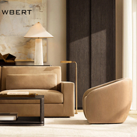 Fauteuil pivotant de salon en tissu et bois massif de chêne, style moderne américain, pour hôtel, villa, appartement
